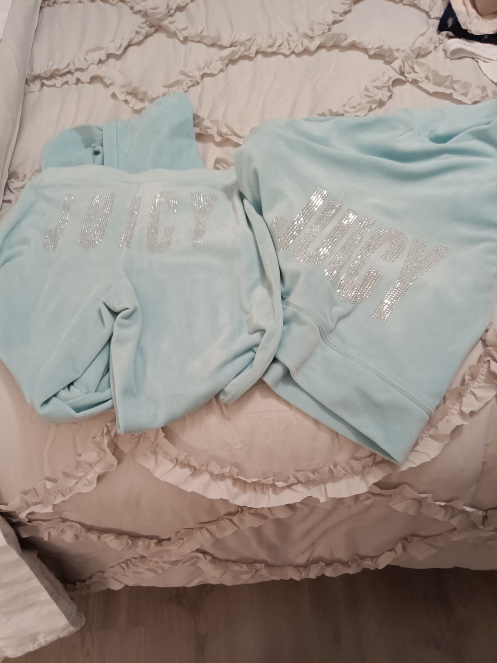 Vintage Juicy Couture Aqua Blue Lounge Set with Rhinestone Logo - Jacket & Pants